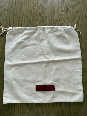 Valentino Garavani White Drawstring Dust Bag with Red Logo Patch
